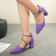 Sandals Summer Women's Sexy Pointed-Head High-Heeled Shoes with Cross Straps Slimming Ankle-Length Rubber Upper Shoes