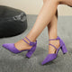 Sandals Summer Women's Sexy Pointed-Head High-Heeled Shoes with Cross Straps Slimming Ankle-Length Rubber Upper Shoes