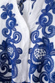 HH Women's 2-piece Set Of Blue Embroidered Single-breasted Loose Shirt + Chic High-waisted Loose Pleated Street Skirt Suit