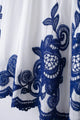 HH Women's 2-piece Set Of Blue Embroidered Single-breasted Loose Shirt + Chic High-waisted Loose Pleated Street Skirt Suit