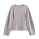 HH Women's 2-Piece Set Fashion Slimming Double-Sided Fabric Round Neck Long-Sleeve Top+Elegant Stretch Casual Wide Leg Pants