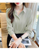 New Spring satin shirts solid color office ladies shirts fashion Women Blouses Long Sleeve Tops Blusas Mujer