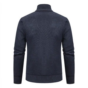 Thickened jacket men's autumn and winter warm trend line stand collar knitted cardigan sweater coat