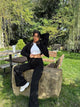 FSMG Casual Sweatshirt Pants Set Solid Zippers Jackets Loose High Waist Lace-up Elastic Waist Trousers Suits Sportswear 2 Pieces