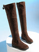 2024 New Women Boots Winter brown Over The Knee Boots Comfort Lace Up Chunky High Heels Shoes Fashion Warm Suede Round Toe Boots