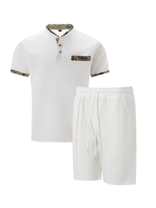 Summer Men Sports Polo Suit Short Sleeve Stylish Zipper Polo Shirt And Shorts Set Men Casual Streetwear 2-pie Leisure Sports Set