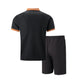 2025 summer new men waffle pocket color matching POLO shirt short sleeve shirt T-shirt shorts two sets