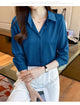 New Spring satin shirts solid color office ladies shirts fashion Women Blouses Long Sleeve Tops Blusas Mujer
