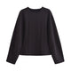 HH Women's 2-Piece Set Fashion Slimming Double-Sided Fabric Round Neck Long-Sleeve Top+Elegant Stretch Casual Wide Leg Pants