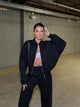 FSMG Casual Sweatshirt Pants Set Solid Zippers Jackets Loose High Waist Lace-up Elastic Waist Trousers Suits Sportswear 2 Pieces