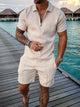 Funny 3D Polka Dot Print Men's Short Sleeve Sets Fashion Zip Polo Shirt Shorts 2 Piece Outfit Summer Street Clothing Casual Suit