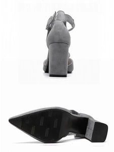 Women's Shoes Sandals Female Summer Thick with High-heeled Pointed Stiletto Sexy Nightclub Buckle Strap Zapatilla Mujer