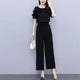 Women's Summer Suit 2025 New Waistband Lace Openwork Off The Shoulder Short Sleeve Tops Wide Leg Pants 2 Two Piece Set For Women