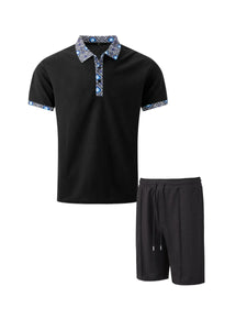 Summer Men Sports Polo Suit Short Sleeve Stylish Zipper Polo Shirt And Shorts Set Men Casual Streetwear 2-pie Leisure Sports Set