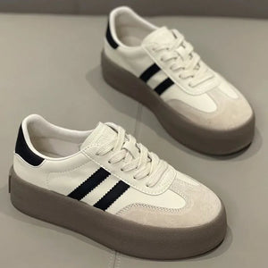 Spring and Autumn Fashion Thick-Soled Casual Shoes, Sports Sneakers, Genuine Leather Retro Soft-Soled Single Shoes 2025