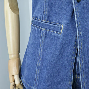 Summer Women's Denim Shorts Suit Sleeveless O-neck Single Breasted Split Top Vest High Waist Wide Leg Shorts 2024 Lady Sets