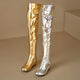ORCHA LISA Over Knee Boots 60cm High Shiny Fashion Round Toe Wedge Heel Heel Big Size 47 48 US16 US17 Red Black