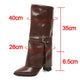 Fashion High Heels Knee High Boots for Women Winter 2025 Trend Pointed Toe Knight Boots Woman Fold Over PU Leather Long Botas