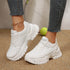 Comemore White Height Increase Sneakers for Women Autumn New Lace Up Platform Casual Leather Comfortable Women's Vulcanize Shoes