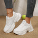 Comemore White Height Increase Sneakers for Women Autumn New Lace Up Platform Casual Leather Comfortable Women's Vulcanize Shoes