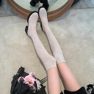 Stretchy Knit Over The Knee Boots Women Plus Size 35-42 Thick Heel Long Boots Woman Comfortable Slip On Slim High Botas Mujer