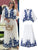 HH Women's 2-piece Set Of Blue Embroidered Single-breasted Loose Shirt + Chic High-waisted Loose Pleated Street Skirt Suit