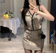 Ele Two-Piece Set  Sensation Small Cro Faion ort Women's Clothing Whole Set V-Ne Buttoning Polyester