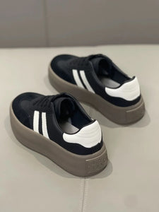 Spring and Autumn Fashion Thick-Soled Casual Shoes, Sports Sneakers, Genuine Leather Retro Soft-Soled Single Shoes 2025