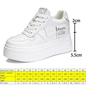 Koznoy 8cm Cow Genuine Leather Comfy Casual Breathable Platform Autumn Fall Ladies Vulcanize Women Chunky Sneakers High Brand
