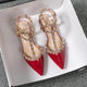 Summer high-heeled women's sandals Fashion brand design pointed rivet red casual shoes Large size 41-43