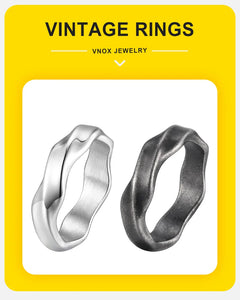 Vnox 2025 New Mobius Ring for Men Boys, Oxidized Twisted Stainless Steel Finger Band,Retro Endless Love Anniversary Gift for Him