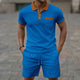 2025 summer new men waffle pocket color matching POLO shirt short sleeve shirt T-shirt shorts two sets