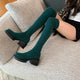 Stretchy Knit Over The Knee Boots Women Plus Size 35-42 Thick Heel Long Boots Woman Comfortable Slip On Slim High Botas Mujer