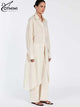 Oymimi Elegant Apricot Print Sets For Women 2 Pieces Fashion Long Sleeve Pockets Lace-Up Button Robe And Drawstring Pants Sets