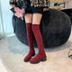 Stretchy Knit Over The Knee Boots Women Plus Size 35-42 Thick Heel Long Boots Woman Comfortable Slip On Slim High Botas Mujer
