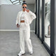 FSMG Casual Sweatshirt Pants Set Solid Zippers Jackets Loose High Waist Lace-up Elastic Waist Trousers Suits Sportswear 2 Pieces