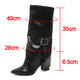Fashion High Heels Knee High Boots for Women Winter 2025 Trend Pointed Toe Knight Boots Woman Fold Over PU Leather Long Botas