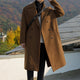 2024 Spring Medium Length Coat Men Fashion Woolen Trench Coats Korean Loose Casual Double Breasted Jackets