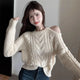 Women's Clothing Off Shoulder Sweet Sweaters Autumn/Winter Sexy Unique Tops Lady Elegant Crew Neck Knitted All-match Pullovers