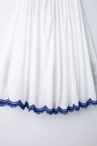 HH Women's 2-piece Set Of Blue Embroidered Single-breasted Loose Shirt + Chic High-waisted Loose Pleated Street Skirt Suit