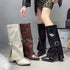 Fashion High Heels Knee High Boots for Women Winter 2025 Trend Pointed Toe Knight Boots Woman Fold Over PU Leather Long Botas