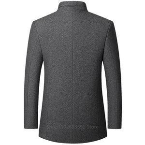 Autumn/Winter Woolen Coat British Style Solid Mid-Length Men Wool Woolen Jacket Men Coat Business Overcoat Male