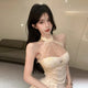 Spicy Girl Sle Lace Me Splice Bal Top Bla Slimming Cake Skirt Set Women's Faion Spring Collection Two-Piece Suit