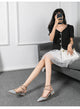 Summer high-heeled women's sandals Fashion brand design pointed rivet red casual shoes Large size 41-43