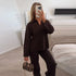 Casual Simple Loose Sweater Trousers Set Solid Color Retro Versatile Comfortable Streetwear Top Pants Commuting Women's Outfit