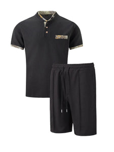 Summer Men Sports Polo Suit Short Sleeve Stylish Zipper Polo Shirt And Shorts Set Men Casual Streetwear 2-pie Leisure Sports Set