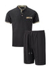 Summer Men Sports Polo Suit Short Sleeve Stylish Zipper Polo Shirt And Shorts Set Men Casual Streetwear 2-pie Leisure Sports Set