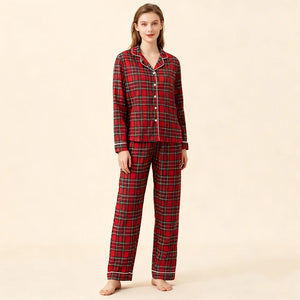 Family Christmas Pajamas Matching Sets Adult And Kids Xmas Red Plaid Button Shirts Tops+Pants Baby Romper Loungewear Pyjamas