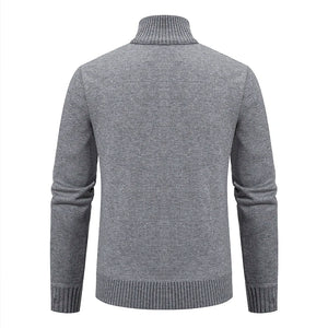 Thickened jacket men's autumn and winter warm trend line stand collar knitted cardigan sweater coat