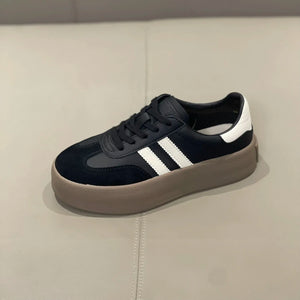 Spring and Autumn Fashion Thick-Soled Casual Shoes, Sports Sneakers, Genuine Leather Retro Soft-Soled Single Shoes 2025